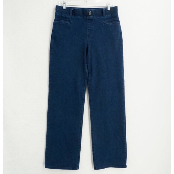 Betabrand | Pull-on Dark Blue Straight-Leg Pants - Picture 2 of 11